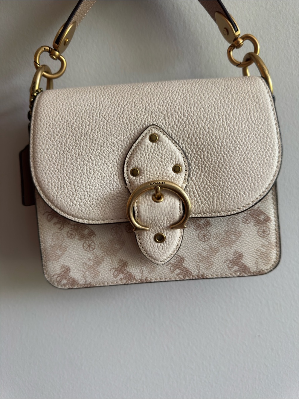 Coach Beat Cream and Gold Carriage Bag